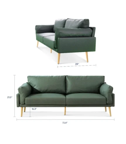 72 Inch Green Couch for Small Spaces