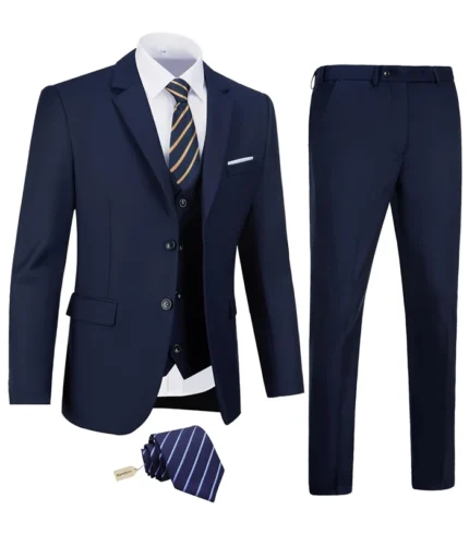 Amyox Men's Slim Fit 3 Piece Suit