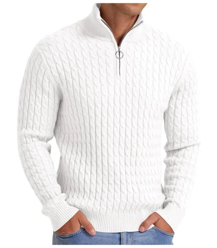 Askdeer Men's Quarter Zip Sweater Cable Knit Sweater