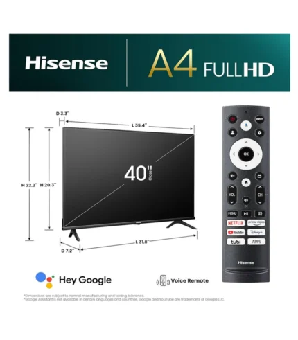 Hisense 40-Inch Class A4 Series FHD 1080p Google Smart TV